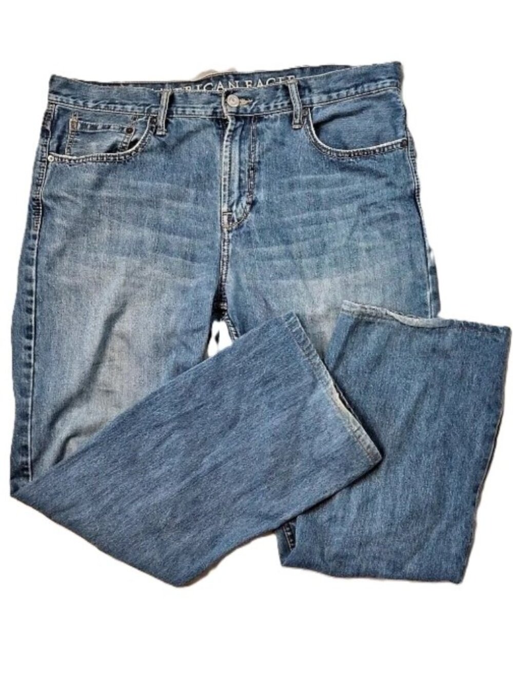 American Eagle Men’s 100% Cotton Bootcut Jeans Tag 36x34 Fits 40x32 Med Wash